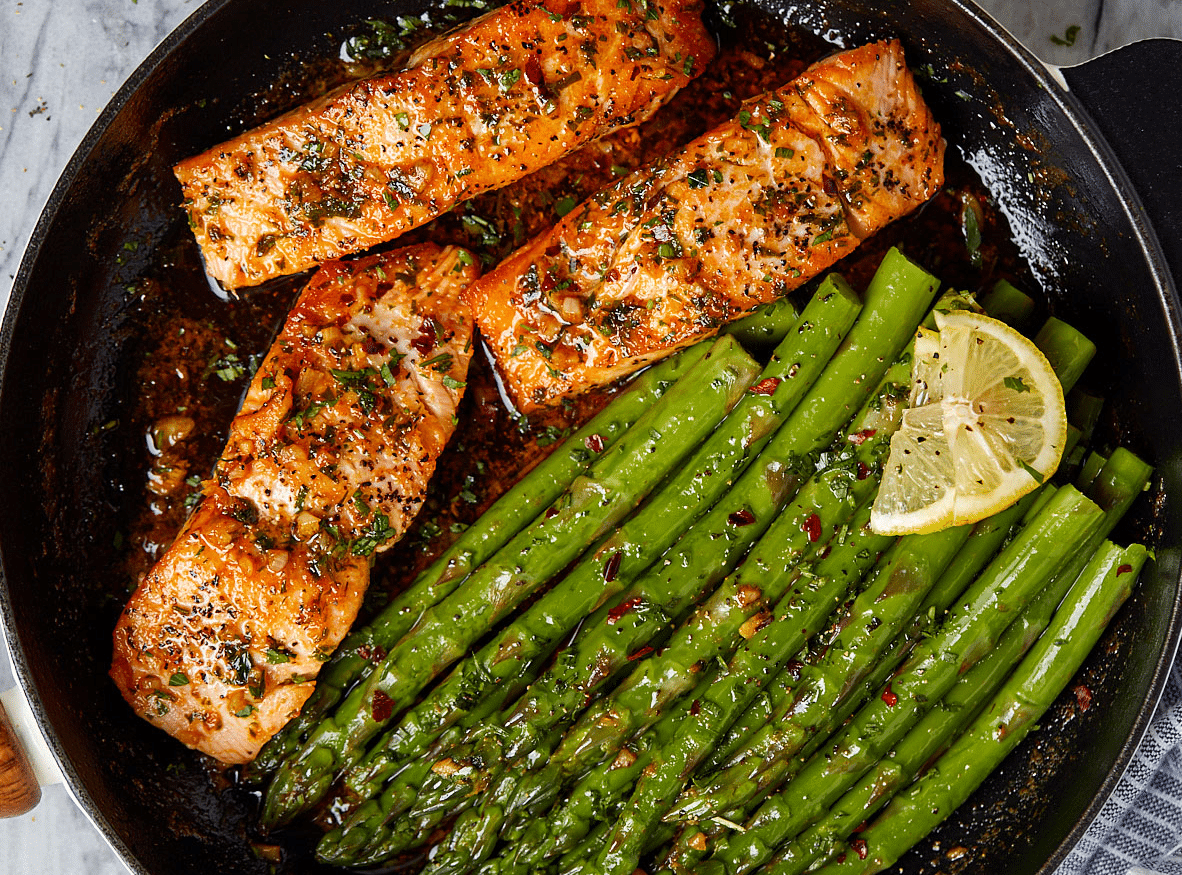 baked salmon, roasted asparagus- keto Recipes